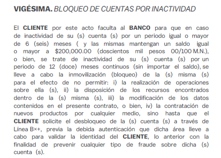 Bloqueo cuentas por inactividad cuenta basica | Banco Ve por Más Bx+